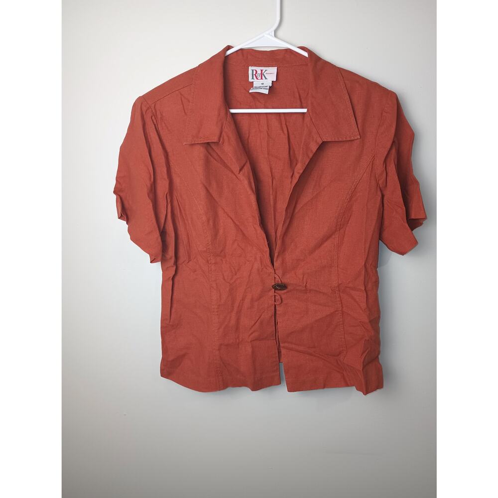 R&K Originals Burnt Orange Linen Blazer Single button Women‎ 18 Holiday festival